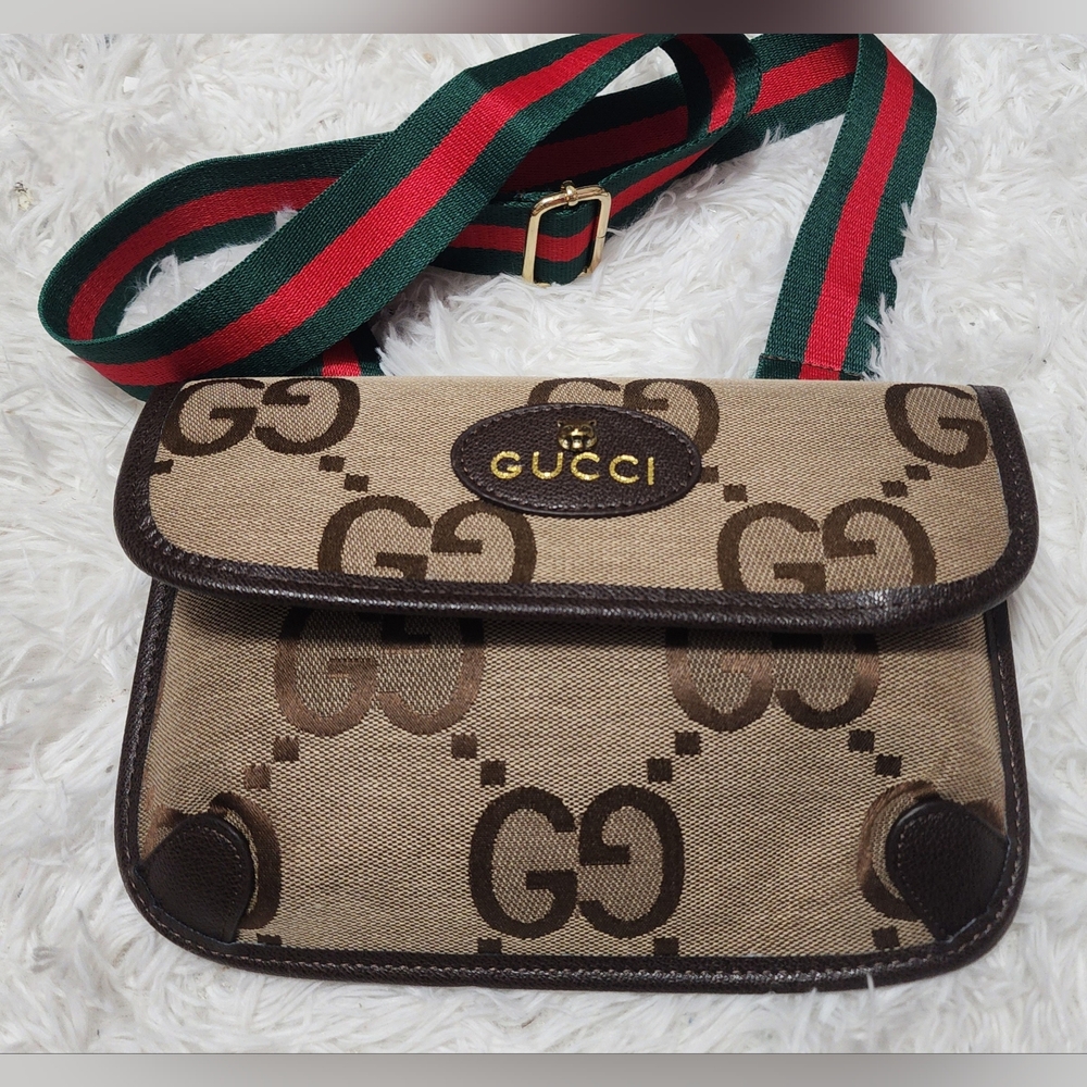 Beige and Dark Brown GG Pattern Bag